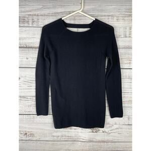 Athleta Darling Sweater Black Long Sleeve Cashmere Open Back XSmall Soft Yoga